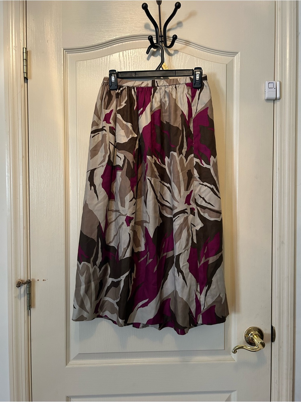 Floral Midi Skirt in Magenta and Taupe vintage